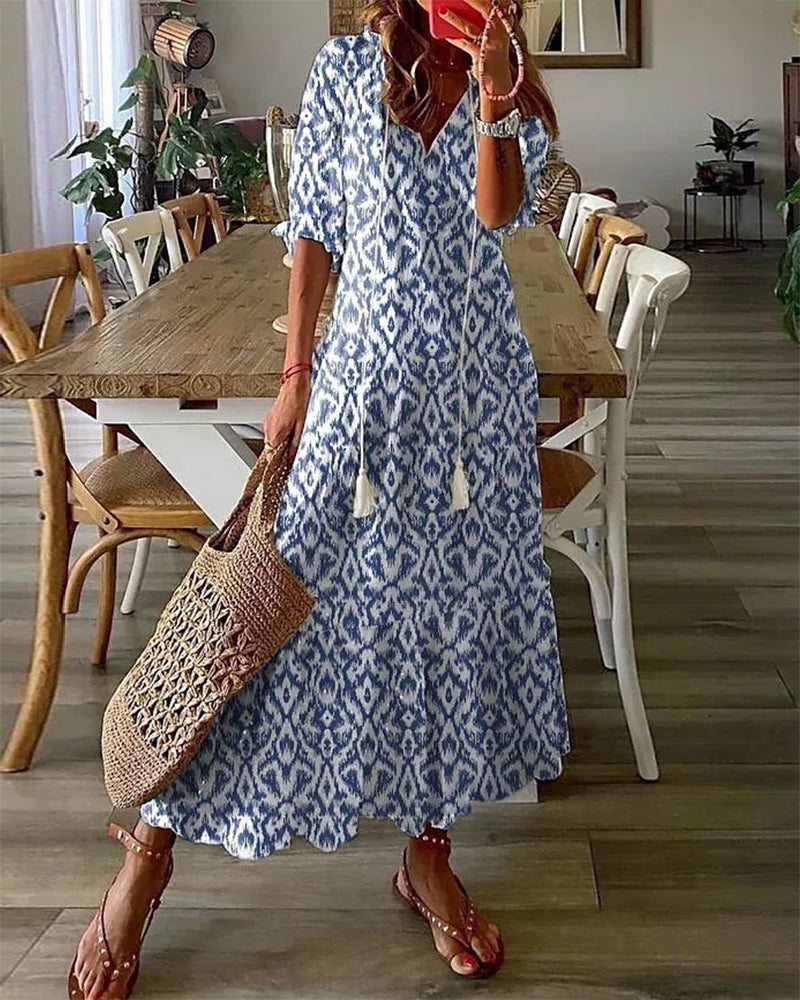 Manon – Robe d’été vintage bohème à décolleté en V