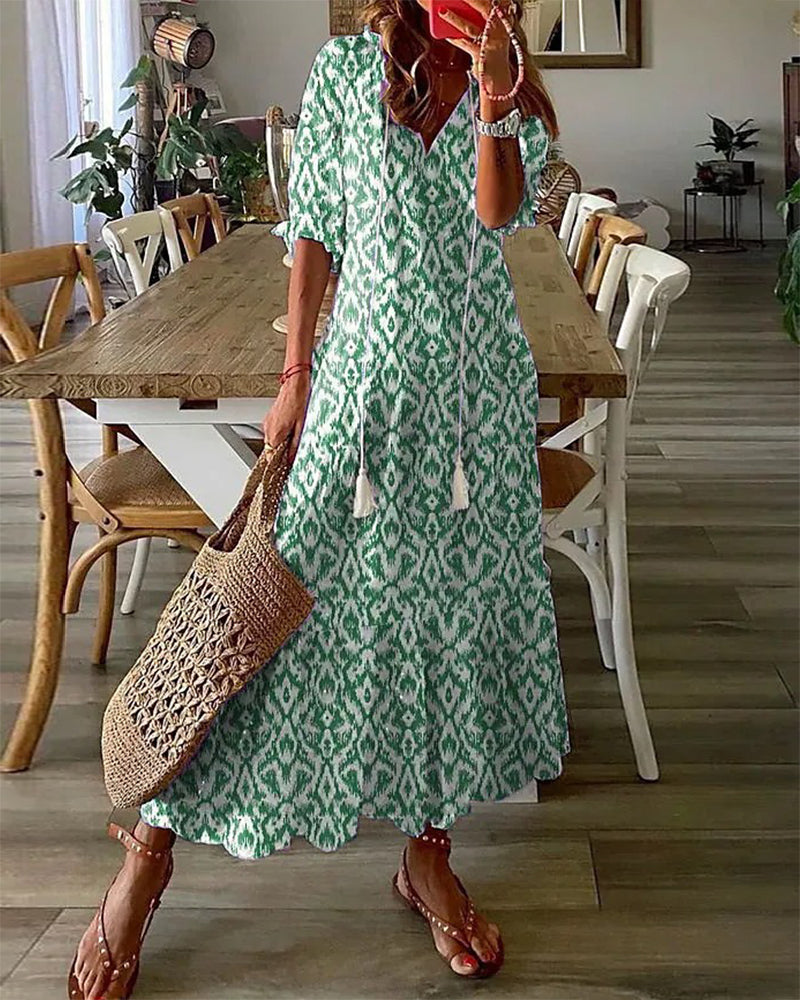 Manon – Robe d’été vintage bohème à décolleté en V