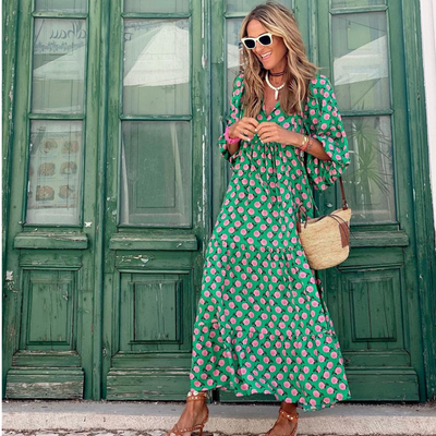 Roy – Robe fluide à imprimé géométrique asymétrique