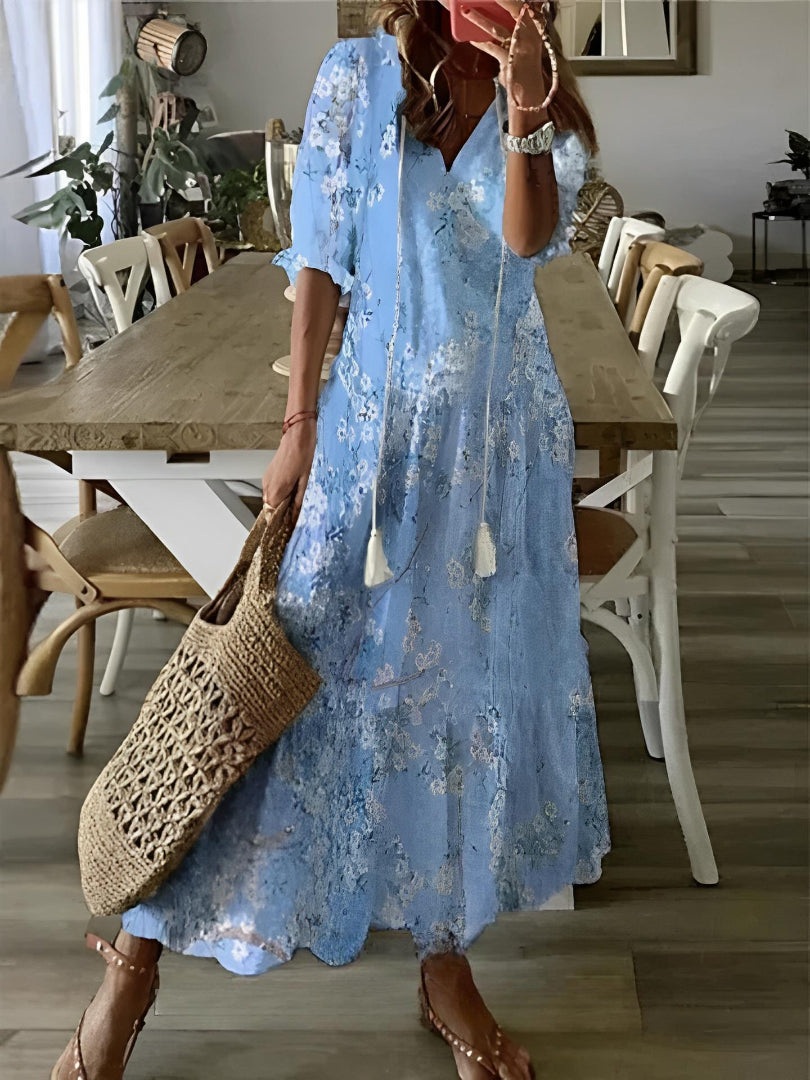 Manon – Robe d’été vintage bohème à décolleté en V