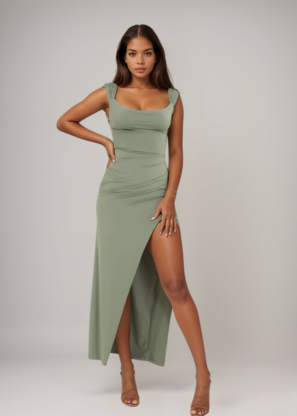 Claire™ | Robe fendue moulante avec fronces