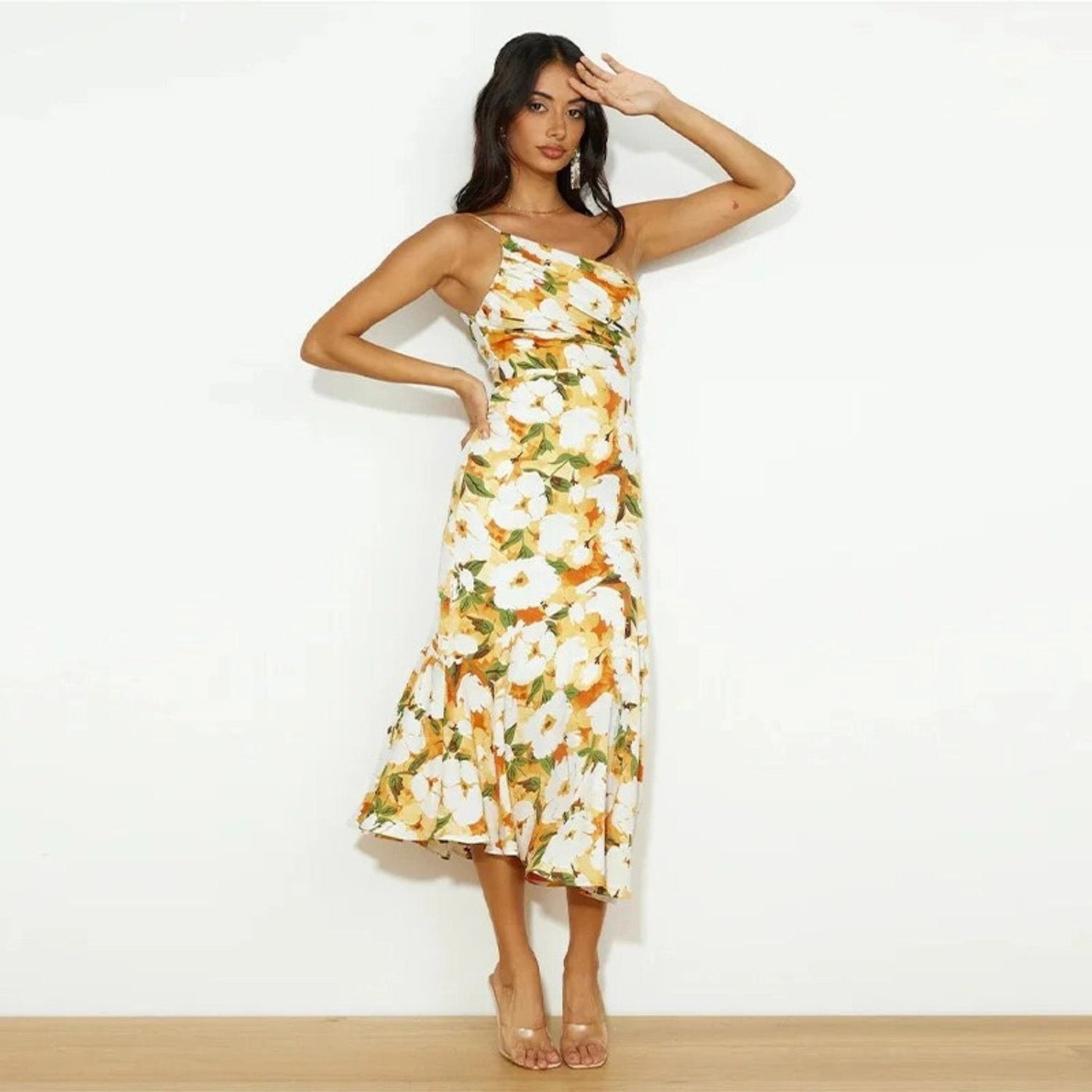 Emmy | Robe maxi asymétrique avec motif floral