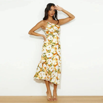 Emmy | Robe maxi asymétrique avec motif floral