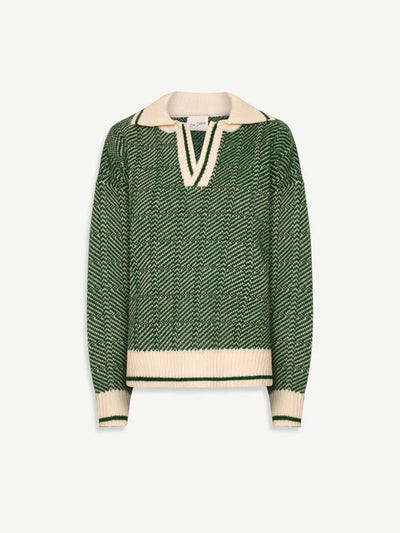 EMILIA™ | Le Pull Vert à Décolleté en V