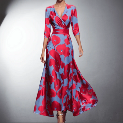 Lessard - Robe maxi classique à fleurs et décolleté en V