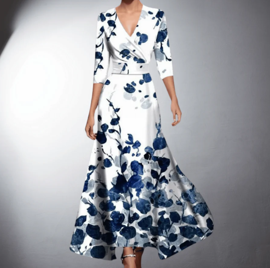 Lessard - Robe maxi classique à fleurs et décolleté en V
