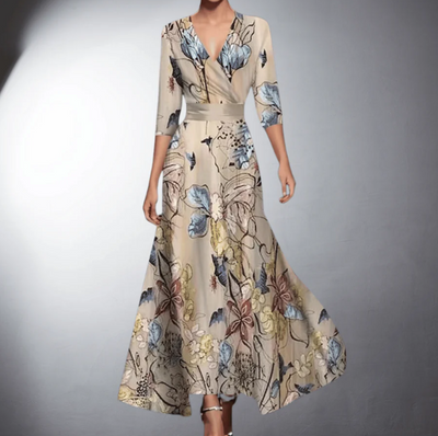 Lessard - Robe maxi classique à fleurs et décolleté en V