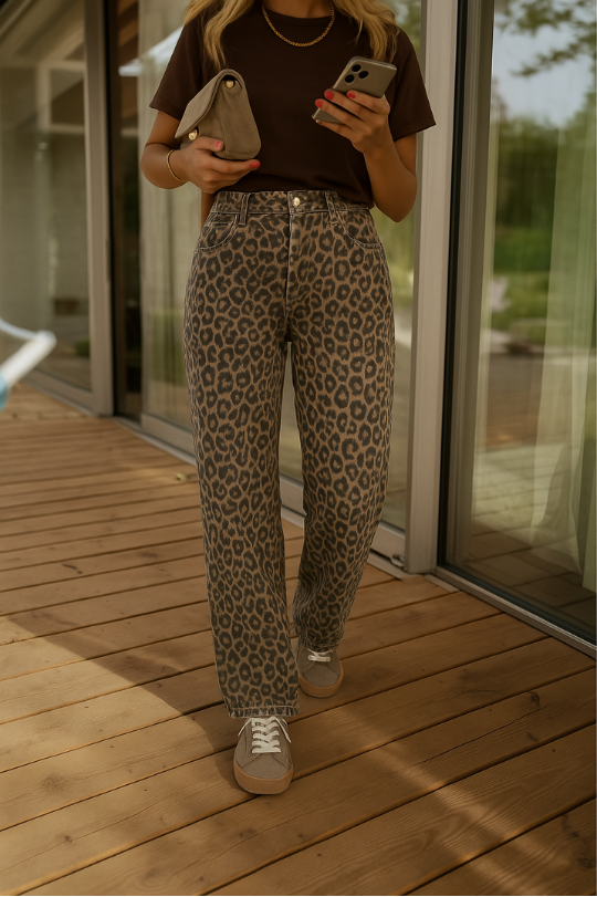 NADINE™ | Pantalon évasé léopard