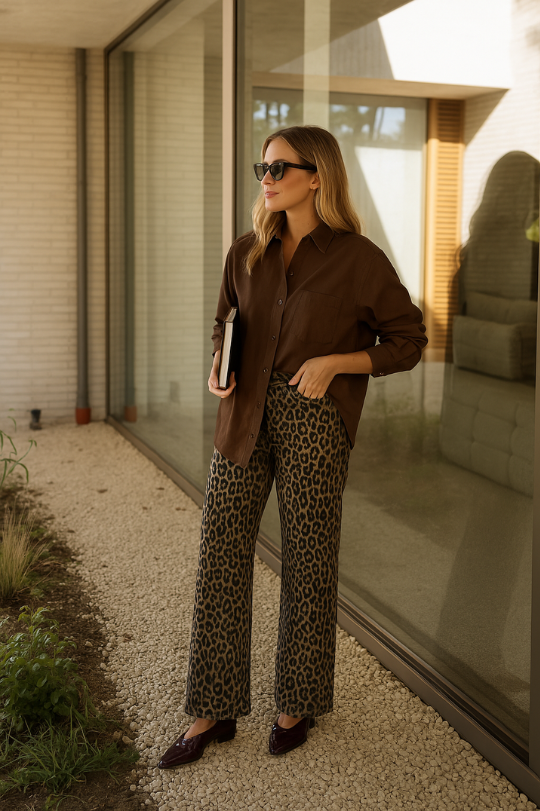 NADINE™ | Pantalon évasé léopard