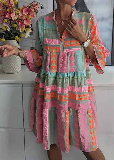 Lambert - Robe d’été chic en coton et chanvre à col en V