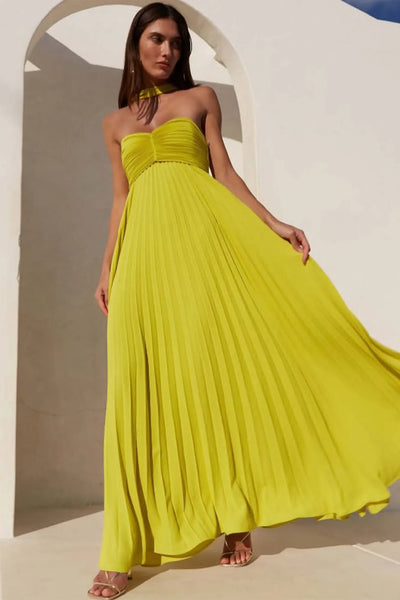 Isavelle – Robe Longue Plissée Sans Bretelles