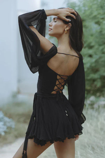 Layla – Robe mini fantaisie à manches ballon