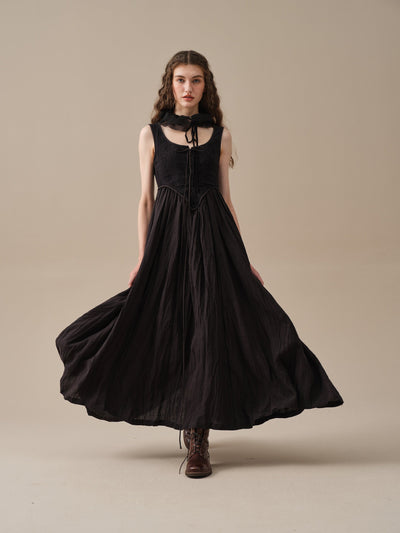 Robe corset en lin jacquard à lacets