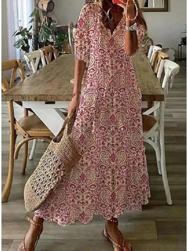 Manon – Robe d’été vintage bohème à décolleté en V