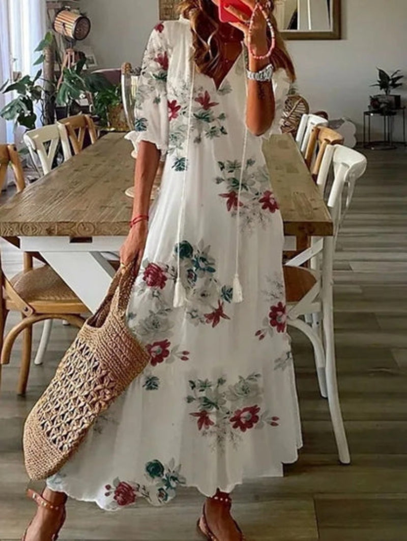 Manon – Robe d’été vintage bohème à décolleté en V